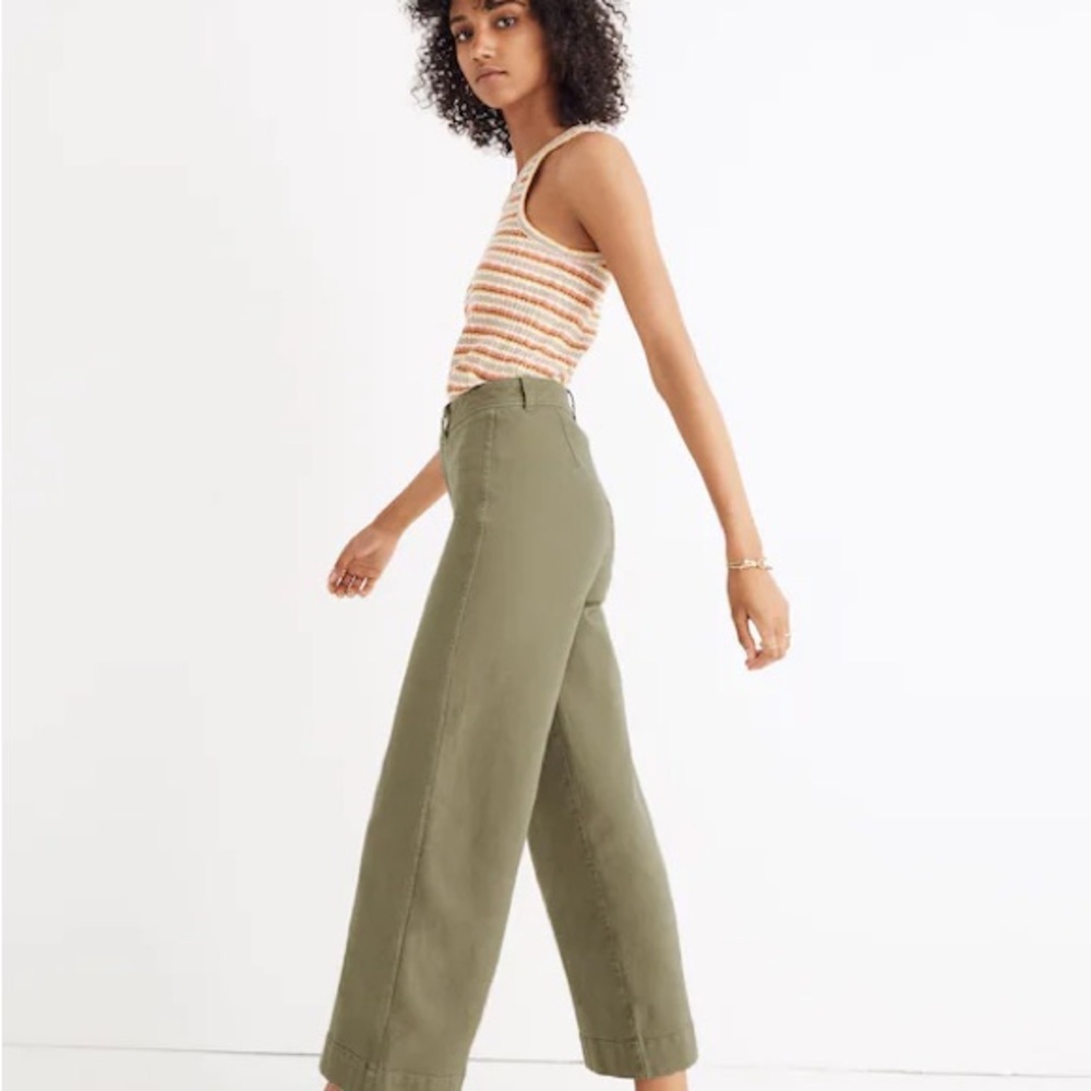 Madewell Emmett Wide-Leg Crop Pants Olive Green size 25 - Picture 11 of 13